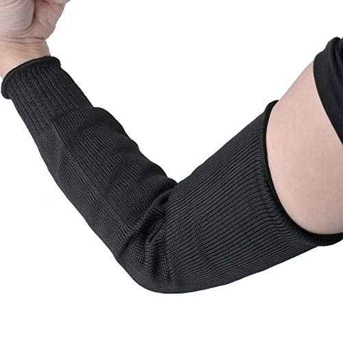 Arm Protection Sleeves, Heat Burn Cut Resistant Sleeves Steel Wire Armband Level 5 Protective Anti Abrasion Safety Arm Guard (Black 1 Pair)
