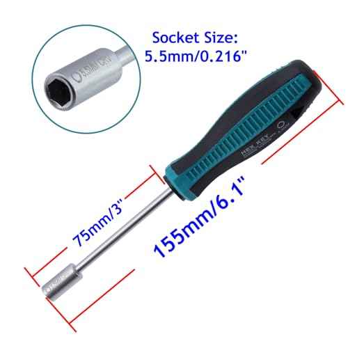 5.5mm Hex Nut Screwdriver Socket Driver Hex Nut Key Wrench Screwdriver - Pack of 2