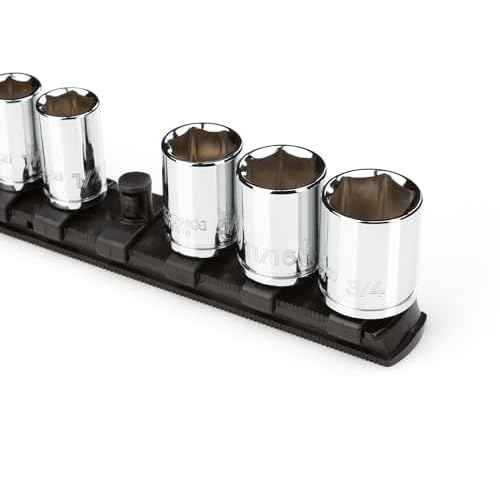 TEKTON 3/8 Inch Drive x 8 Inch Socket Rail, 10 Clips (Black) | OSR11210 | Made in USA