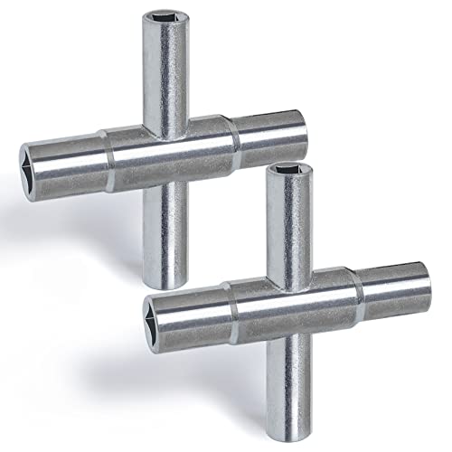 4 Way Sillcock Key Wrench Set, 1/4", 9/32", 5/16", 11/32" Water Utility Key for Faucet, Spigots and Most Valves, 2 Pack