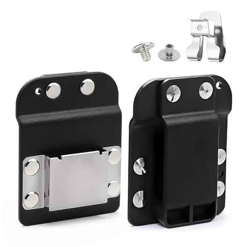 Tape Measure Holder Tool Belt Clip, Drill Holder for Tool Belt, Belt Tool Holder Fits Up to 2" Belts, Belt Clip Holster with Drill Clip & Short Screw Accessory - 1 Hand Easy Peasy