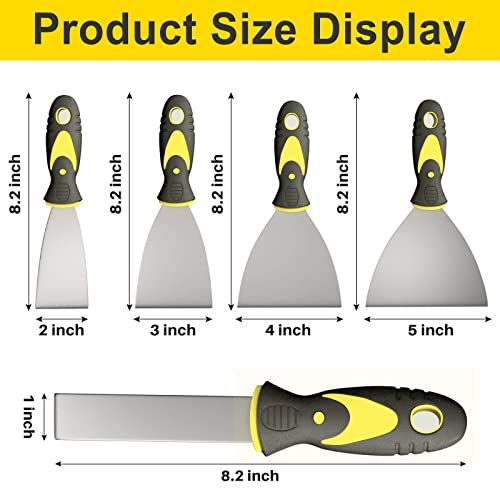 Rerdeim 5-Piece Putty Knife Set - Stainless Steel Wall & Drywall Scrapers