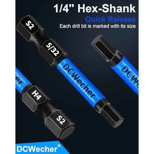 20-PCS Allen Key/Allen Wrench Drill Bit Set, Impact Hex Bits (Metric & SAE) 2 Inch Long, Premium S2 Steel, 1/4'' Hex - Shank, Magnetic Head, for DIY Furniture Assembly & Car Repairs, by DCWecher