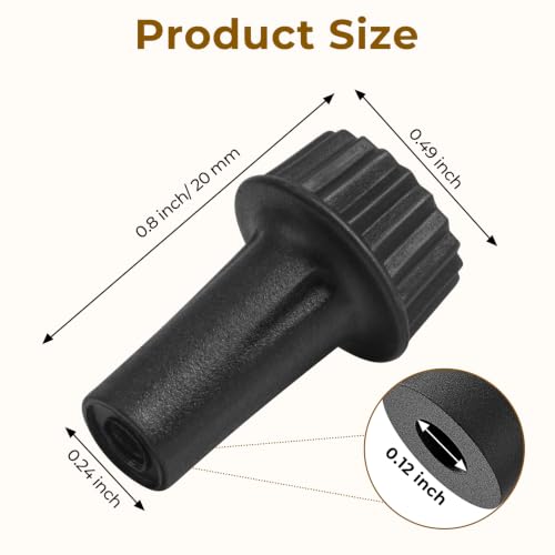 DiCUNO 4-Pack Black 20mm Light Lamp Switch Knobs Replacement for Floor & Table Lamps