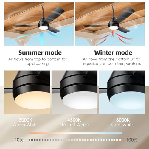 42-Inch Outdoor Ceiling Fan with Lights, Remote & App Control, 6 Speed DC Motor