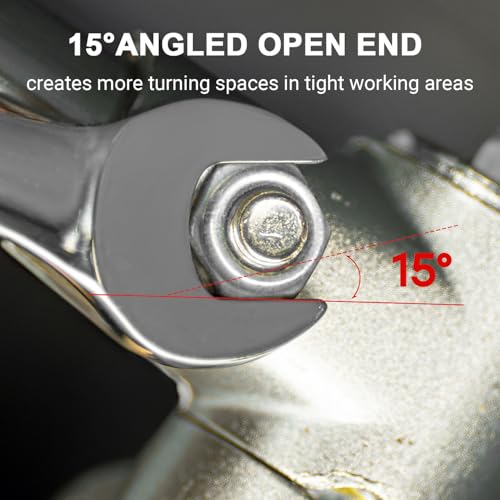 MAXPOWER 3/4 Inch Combination Wrench, Durable Cr-V Steel with Precise 12 Point Box End, Off-Corners Design, 15-Degree Offset