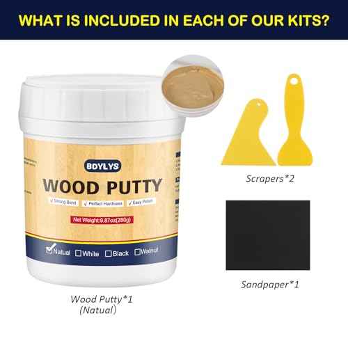 Wood Filler & Wood Putty Kit, 9.87oz(280g) Natual - Quick & Easy Furniture Repair for Cracks, Holes & Imperfections - Durable, Smooth, and Stainable