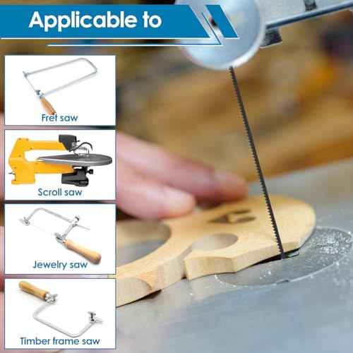 24Pcs Coping Saw Blades Set, 6-1/2-Inch Long Between Pins, Sturdy Wood Cutting Saw Blades Kit (15 TPI, 18 TPI, 24 TPI) High-Carbon Steel Pin End Scroll Saw Blade Assortment (24, 15/18/24)