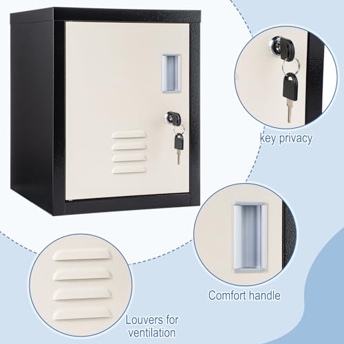 Suzile Lockable Metal Storage Cabinet for Office & Home Black Beige