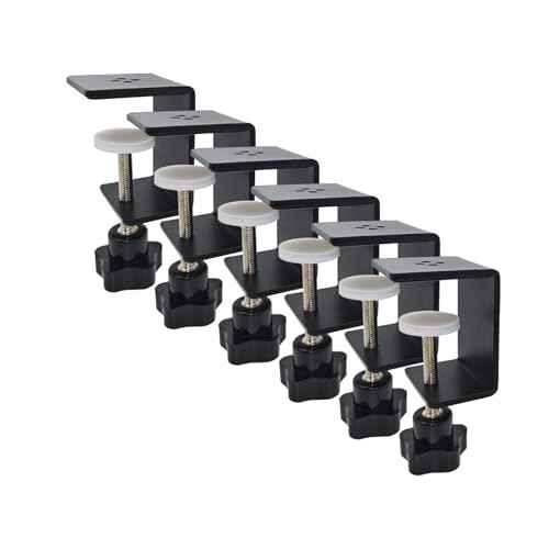 6 Pack Heavy Duty C Clamp & Desk Clamp | Wide Jaw Metal Woodworking Clamps, Adjustable Shelf Clamps for Desk Extension/Panel Work (Sturdy Multi-Purpose Clamping Tool)