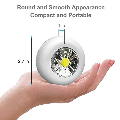 VICOX White 6-Pack Battery-Powered Push Tap Lights Self-Adhesive Puck Lights