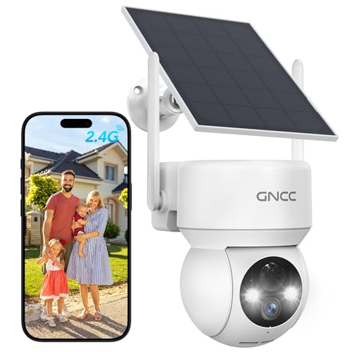 GNCC White Wireless Solar Security Camera 360° Full HD Night Vision