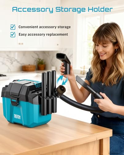 Seesii Cordless Wet Dry Shop Vacuum Cleaner Blue - 2x4.0Ah Batteries