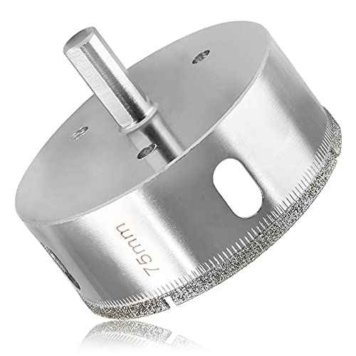 Luomorgo 75mm/3 inch Diamond Hole Saw, 1.1 inch Cutting Depth Diamond Diamond Drill Bits for Glass Ceramic Marble Porcelain Tile Granite Quartz Gemstone