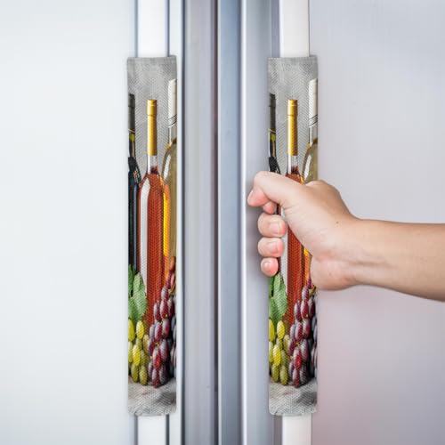 Cemfyzoch E Glass Fruit Grapes Wine Refrigerator Door Handle Covers Set of 2