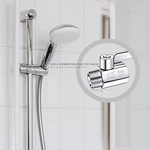 Stainless Steel Shower Head Shut Off Valve 1/2" NPT Water Flow Regulator