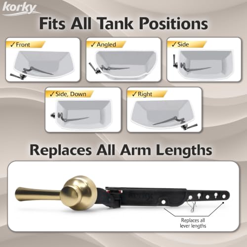 Korky Strongarm Metal Toilet Handle & Lever Brushed Gold 12.5 x 4 x 2