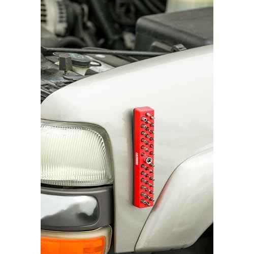 ARES 60011 - Red 37 Hole Hex Bit Organizer with Strong Magnetic Base - Keep Your Favorite Specialty, Drill, Tamper & Quick Change Bits Conveniently Organized and Accessible