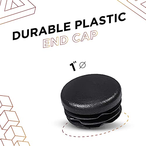 Prescott Plastics 1" Round Ribbed Plastic Hole Plugs - 4 Pack, Black, Weather-Resistant