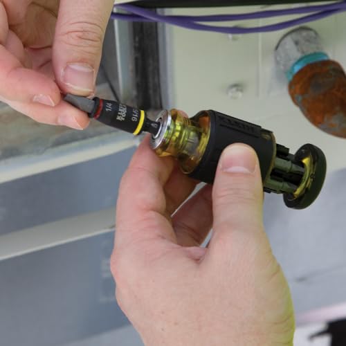 Klein Tools 32768 Impact Driver Set, 3-in-1 SAE Impact Socket and Bit Holder, Flip Socket with Nut Drivers in 1/4 and 5/16 Hex Sizes, 3 and 5-Inch Lengths, 2-Piece