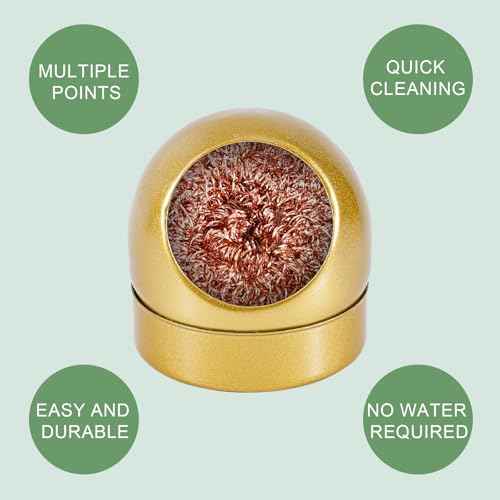 Soldering Iron Tip Cleaner, Premium Stainless Steel Soldering Iron Cleaner Quick Cleaning No Water Required Soldering Iron Tip Cleaner Practical Tools(Gold)