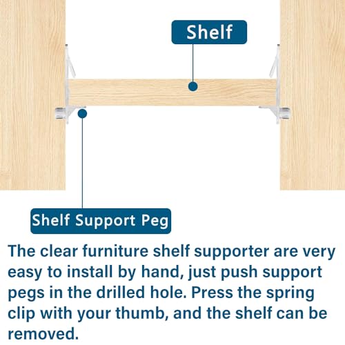 LonlyEagle 20pcs Clear Plastic Locking Shelf Pegs 6.9mm for 3/4 Inch Shelves - Variation 0.27x0.75 inch