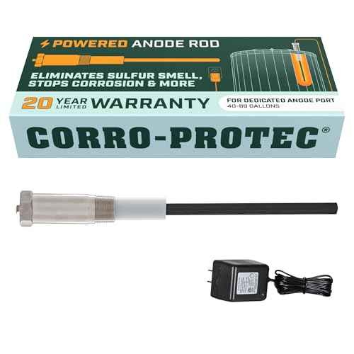 Corro-Protec Powered Anode Rod for Water Heater, 20-Year Warranty, Eliminates Rotten Egg/Sulfur Smell within 24 hours, Stops Corrosion and Reduces Limescale, Electrical Anode Rod Made of Titanium