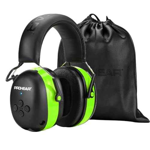 PROHEAR 037 Bluetooth 5.3 Hearing Protection Headphones with Rechargeable 1500mAh Battery, 30dB SNR Safety Noise Reduction Ear Muffs 120H Playtime for Mowing, Workshops, Snowblowing - Green