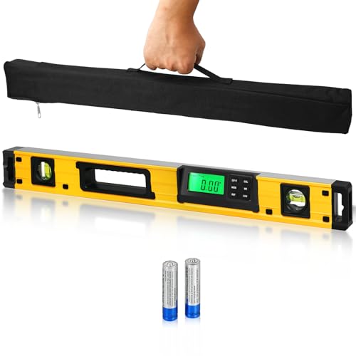 24 Inch Digital Level with Magnetic Base - Bghdas, LCD Inclinometer & Pro Torpedo Level, 0–90° Precision