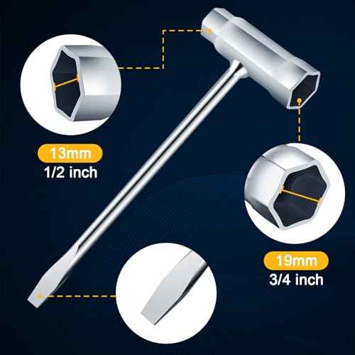 3 Pack Chainsaw Wrench 13 by 19 mm 1/2x3/4 Chainsaw Tool Chainsaw Scrench Replacement Combination Screwdriver and Wrench T Wrench Spanner Tool (3)