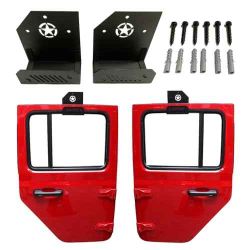 Jeep Door Hangers for Gagage Wall, 2pcs Door Storage Rack with Star Totem Compatible with Jeep Wrangler JK JKU TJ JL JLU JT Gladiator 2 Doors 4 Doors from 1945-2024 Ford Bronco