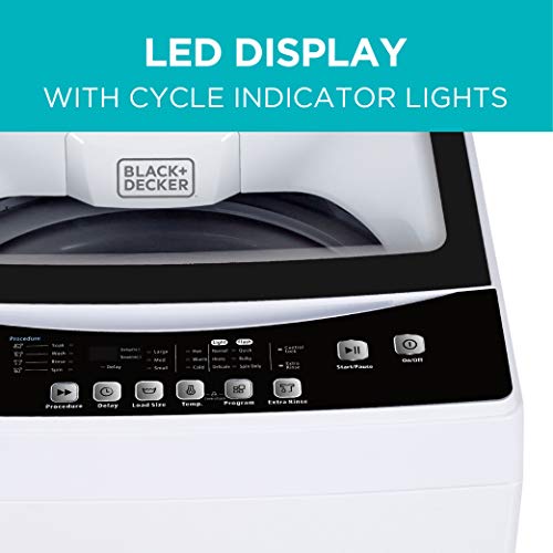 BLACK+DECKER 1.7 Cu. Ft. Portable Washing Machine, 11 lb Capacity, Model BPWM16W, White