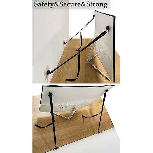 2 Pack Adjustable TV Safety Straps, No-Drill Adhesive Anti-Tip Furniture Anchors for Baby Proofing, Flat Screens Fix to Wall,Cabinet,Stand Or Desk, Earthquake Straps