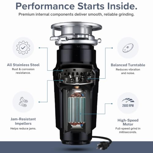 Waste Maid 1/2 HP Economy Garbage Disposal - Anti-Jam, Continuous Feed