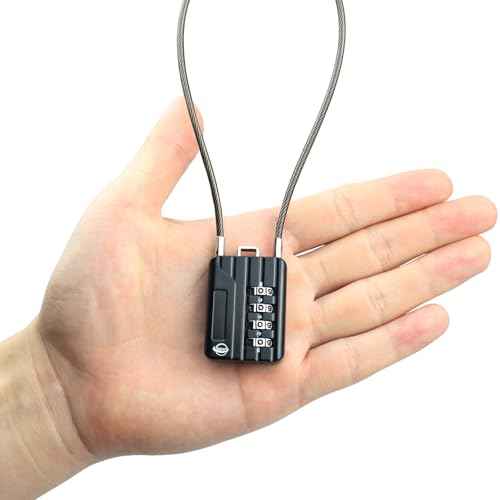 4 Digit Cable Combination Locks 12 inches Cable for School Gym Locker,Helmet,Filing Cabinets,Toolbox,Luggage Suitcase,knapsack,Cable 3mm Diameter,Black