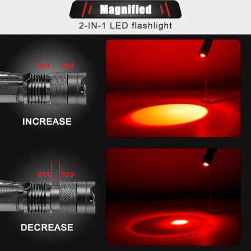 Honoson 2 Pieces Red Light Flashlight LED Single Mode Torch 1 Mode Scalable Red Lens Filter Flashlight for Night Astronomy Aviation Observation Beach Turtle Safe