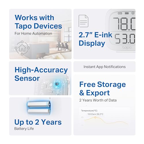 Tapo T315 Smart Temperature & Humidity Monitor (Sensor Only) Swiss-Made, Requires Hub