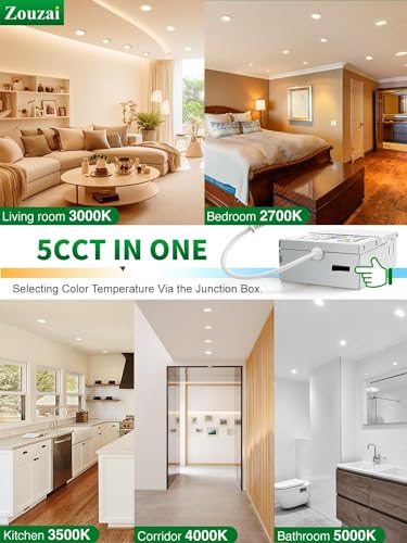 Zouzai 24 Pack 4 Inch Dimmable LED Recessed Ceiling Lights with 5 CCT Variations