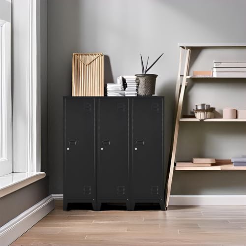 Metal Lockers with Doors & Shelves - Secure Lockable Storage Cabinets for Office, Gym, Garage