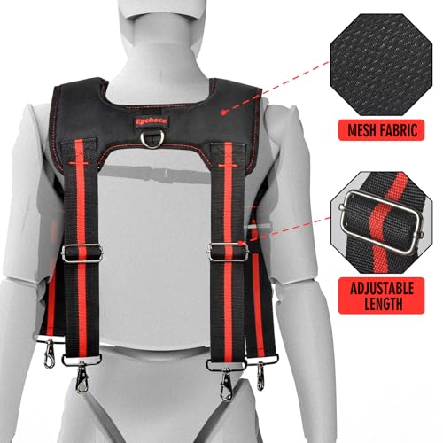Heavy Duty Tool Belt Suspenders ? Adjustable X-Back Padded Shoulder Harness with Universal Hooks ? Tactical Work Suspenders for Electricians, Carpenters, Construction