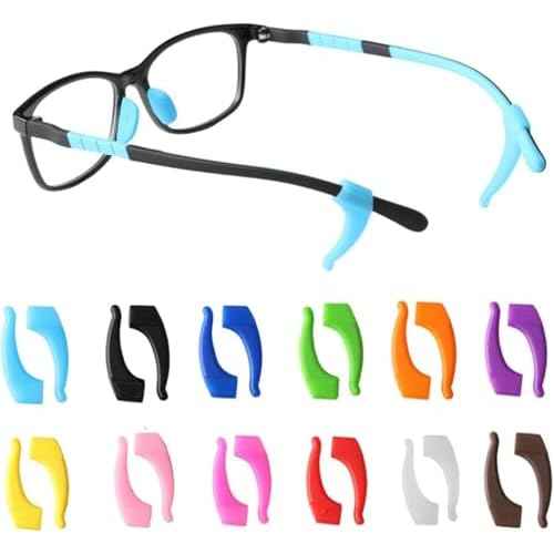 OPUGIT 12 Color Anti-slip Glasses Ear Hook, Soft Silicone Sleeve Ear Grips,Eyewear Retainer for Kids and Adult