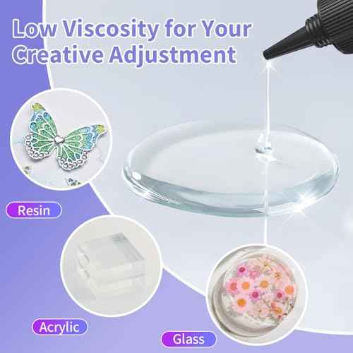 UV Resin Kit with Light, Fast Drying Beginner-Friendly Kit, Bonding & Repairing in Seconds, 30g/1oz Clear UV Glue with UV Penlight for Resin, Plastic, Glass, Acrylic