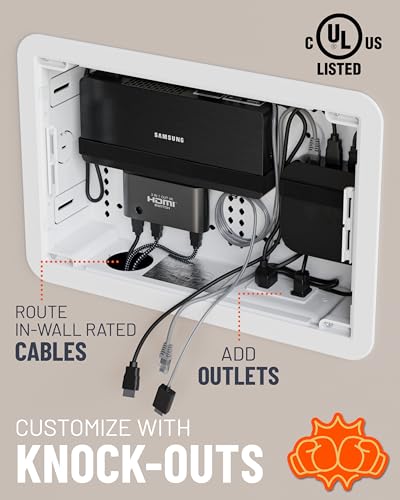 ECHOGEAR 9-Inch Wall-Mount TV Media Box with Cable Management Kit – WiFi-Friendly, Recessed Enclosure