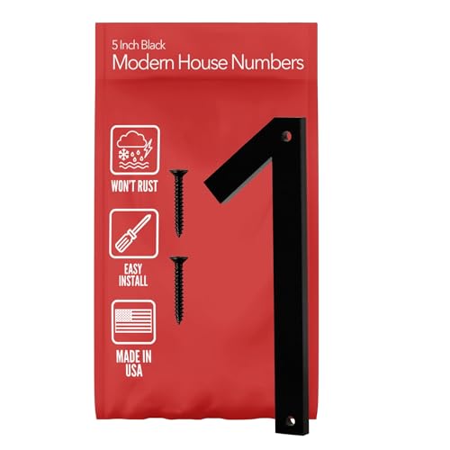 Discovered Designs 5" Modern Matte Black Acrylic House Numbers - Outside Address Sign (Variation 1)