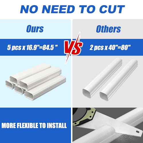 4" 10Ft Mini Split Line Set Cover, Plastic Kit for Outside Units, Air