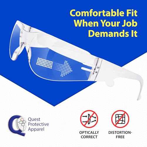 Quest Protective Apparel Safety Glasses for Men and Women - Anti Fog Safety Goggles for Shooting, Lab, or Construction ? Polycarbonate Eye Protection [Clear & Pack of 2]