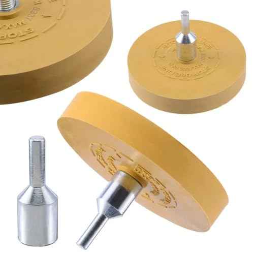 Rubber Eraser Wheel Kit for Adhesive Removal - Power Drill Attachment Tool for Auto Decals, Metal & Glass Surfaces (Heavy-Duty Abrasive Discs)