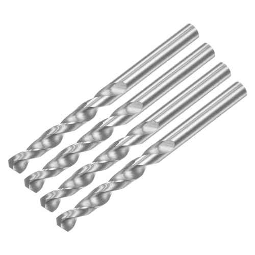 uxcell Solid Carbide Drill Bits, 3mm C2/K20 Tungsten Carbide Jobber Drill Bits Straight Shank Drilling Tool for Stainless Steel Aluminum Iron Metal Plastic 4pcs