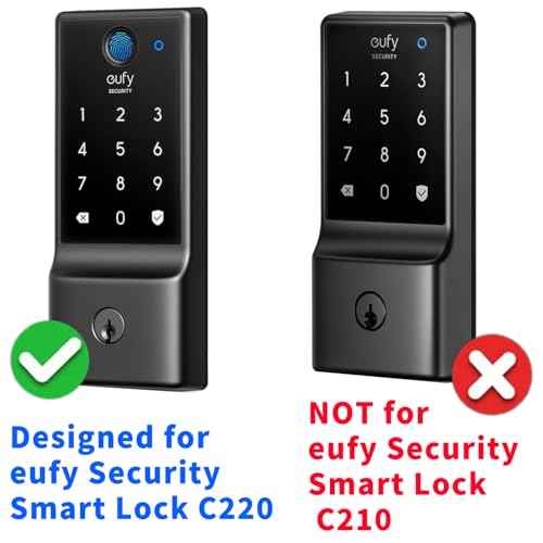 ¡¼3 in 1¡½ Silicone case for eufy Security Smart Lock C220 Electronic Fingerprint Keypad Deadbolt with Code, with 2 Pack Tempered Glass Screen Protectors-Black