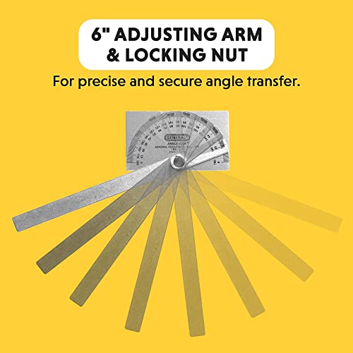 General Tools Square Head Protractor & Angle Finder for Carpentry & Framing - 6" Arm (Variation: Square Head / Angle Finder)